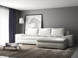 Colțar extensibil dumonde cu ladă de depozitare si sezut confortabil din spuma HR, Leonardo Euphoria Alb 255x193 cm II