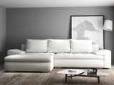 Colțar extensibil dumonde cu ladă de depozitare si sezut confortabil din spuma HR, Leonardo Euphoria Alb 255x193 cm