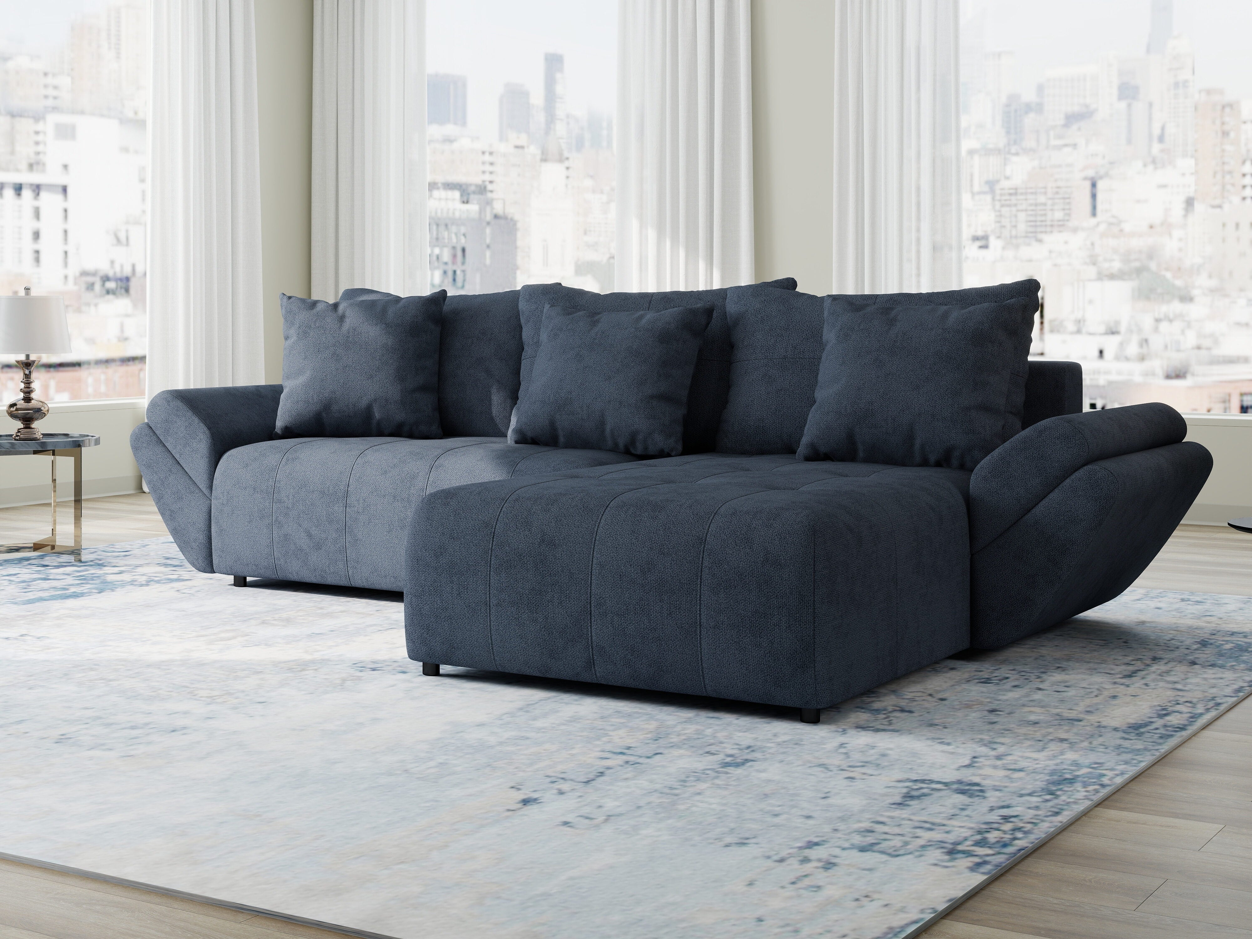 Colțar extensibil dumonde cu ladă de depozitare si sezut confortabil din spuma HR, Berlin Enjoy Antracit 280x185 cm II