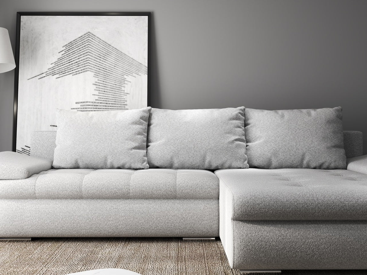 Colțar extensibil dumonde cu ladă de depozitare si sezut confortabil din spuma HR, Leonardo Euphoria Gri 255x193 cm II