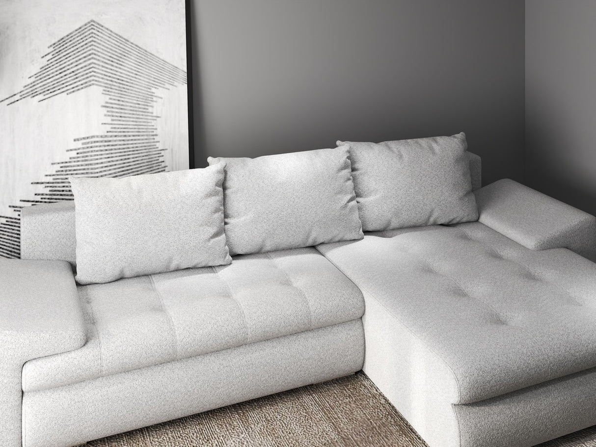 Colțar extensibil dumonde cu ladă de depozitare si sezut confortabil din spuma HR, Leonardo Euphoria Gri 255x193 cm II