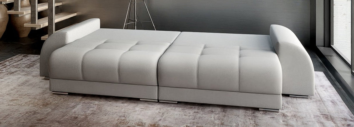Canapea extensibilă dumonde cu 2 lăzi de depozitare si sezut confortabil din spuma HR, Big Sofa Verona Enjoy Lux Light Grey 310x100 cm Fabrica