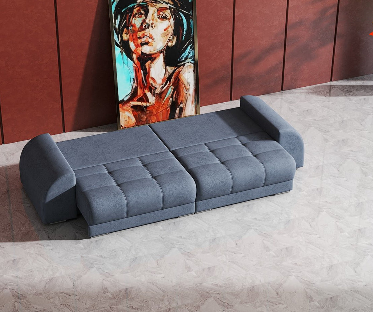 Canapea extensibilă dumonde cu 2 lăzi de depozitare si sezut confortabil din spuma HR, Big Sofa Verona Enjoy Lux Antracit 310x100 cm