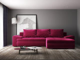 Colțar extensibil dumonde cu ladă de depozitare si sezut confortabil din spuma HR, Leonardo Zoom Rosu 255x193 cm II