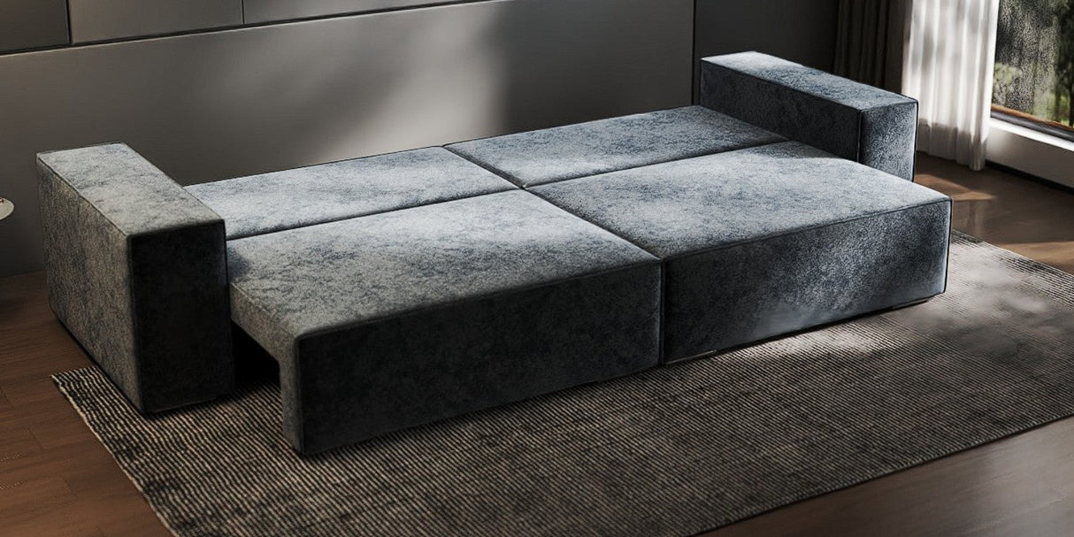 Canapea extensibilă dumonde cu ladă de depozitare si sezut confortabil din spuma HR, Dream Euphoria Gri Grafit 310x100 cm Fabrica