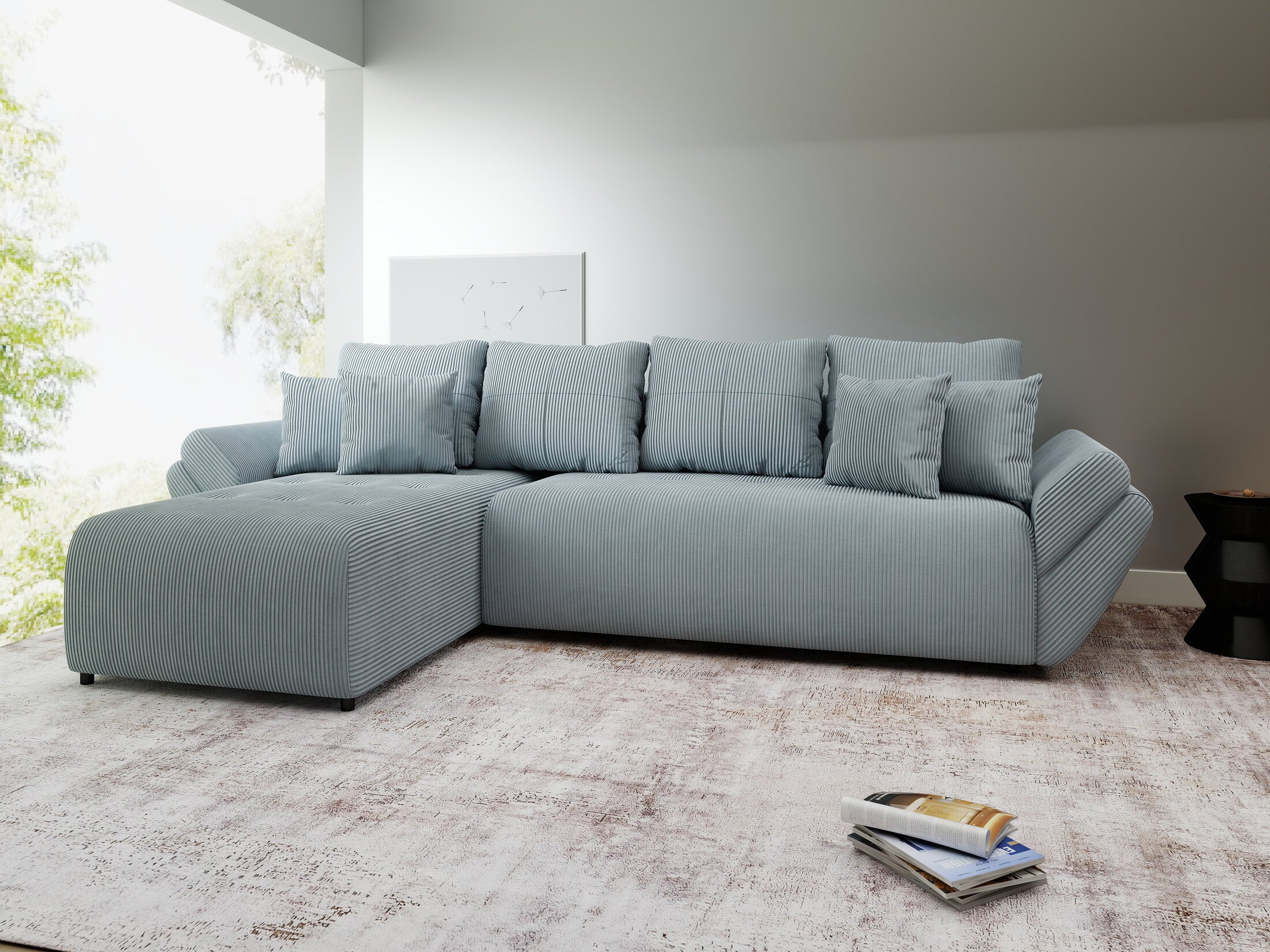 Colțar extensibil dumonde cu ladă de depozitare Berlin XL Zoom Grey 350x185 cm