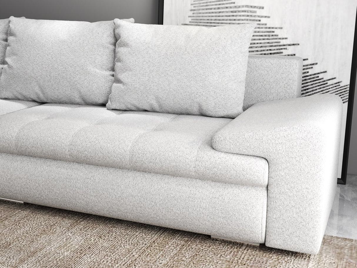 Colțar extensibil dumonde cu ladă de depozitare si sezut confortabil din spuma HR, Leonardo Euphoria Gri 255x193 cm