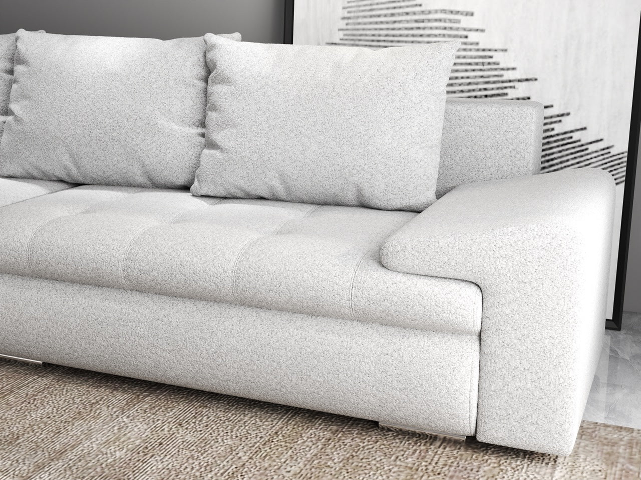Colțar extensibil dumonde cu ladă de depozitare si sezut confortabil din spuma HR, Leonardo Euphoria Gri 255x193 cm Fabrica