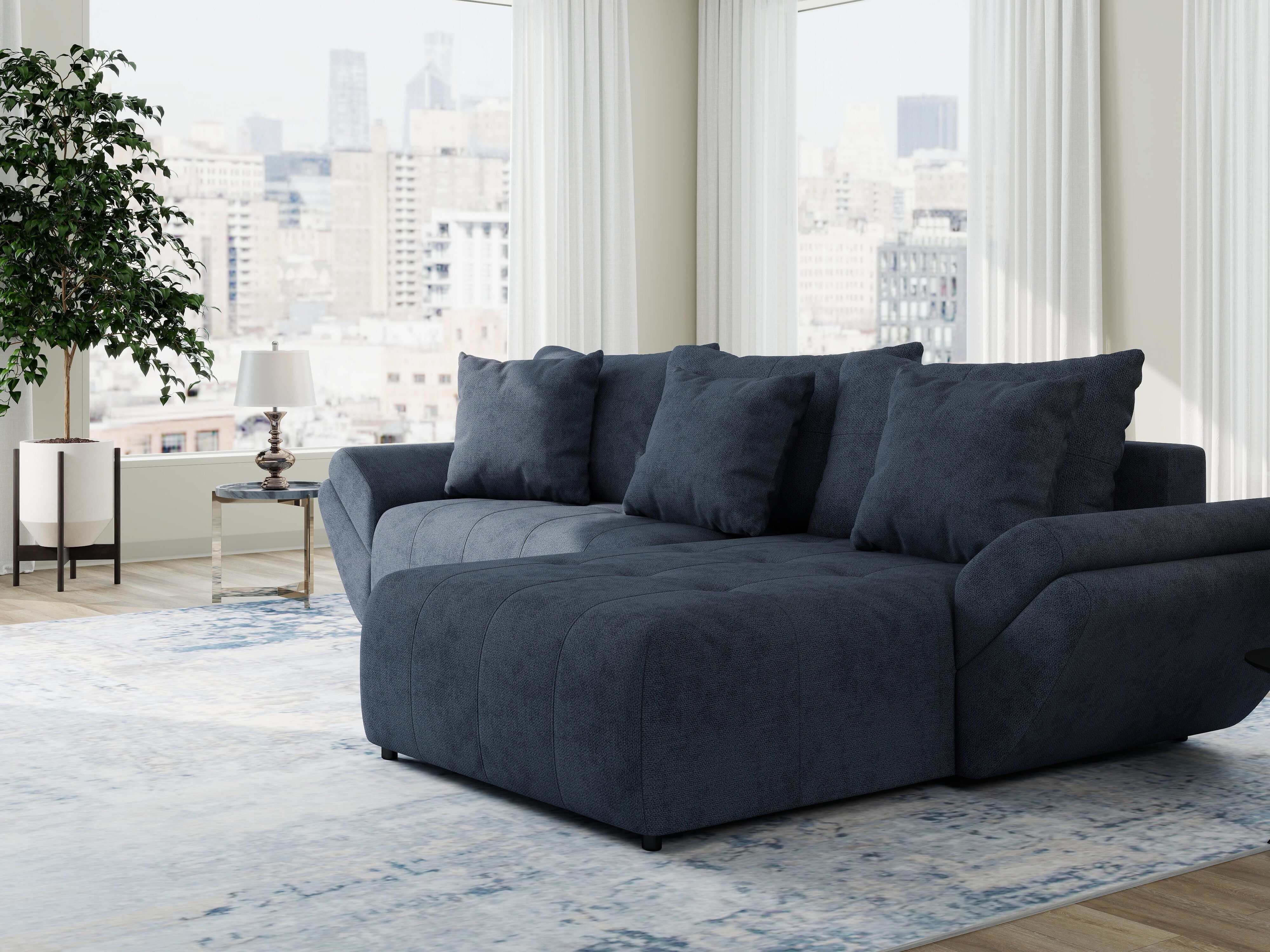 Colțar extensibil dumonde cu ladă de depozitare si sezut confortabil din spuma HR, Berlin Enjoy Antracit 280x185 cm II