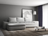 Colțar extensibil dumonde cu ladă de depozitare si sezut confortabil din spuma HR, Leonardo Euphoria Gri 255x193 cm