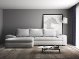 Colțar extensibil dumonde cu ladă de depozitare si sezut confortabil din spuma HR, Leonardo Euphoria Gri 255x193 cm