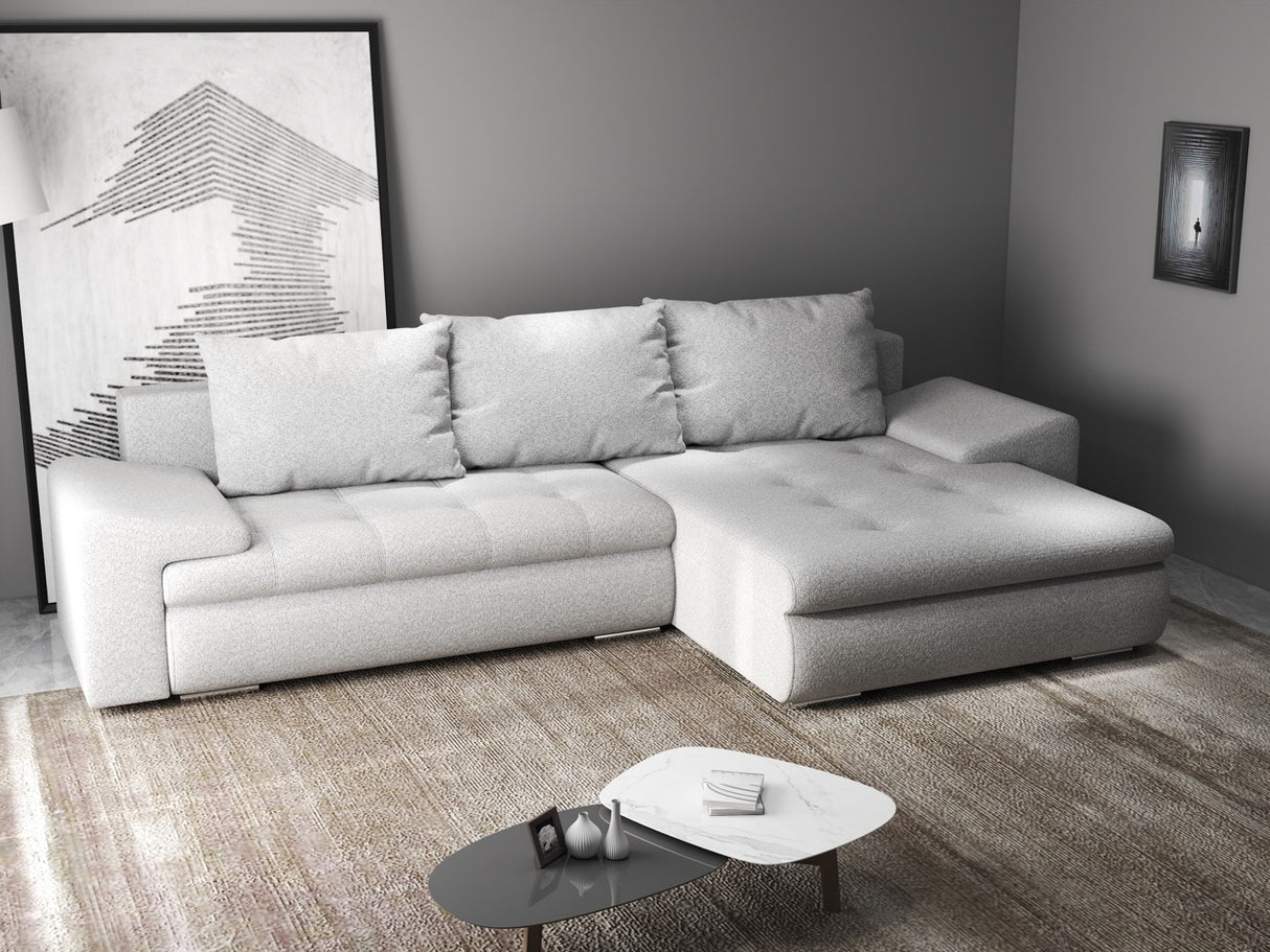 Colțar extensibil dumonde cu ladă de depozitare si sezut confortabil din spuma HR, Leonardo Euphoria Gri 255x193 cm II