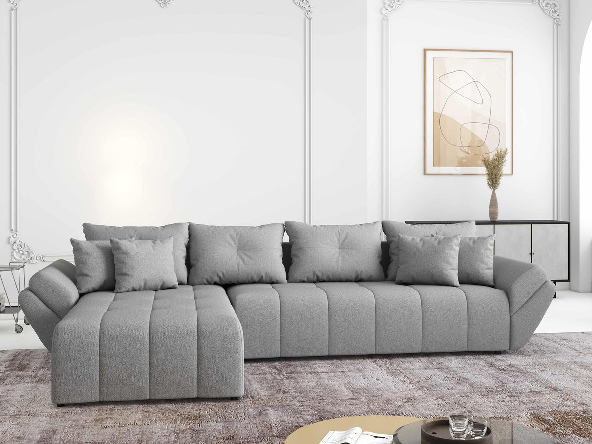 Colțar extensibil dumonde cu ladă de depozitare si sezut confortabil din spuma HR, Berlin XL Enjoy Lux Grey 350x185 cm Fabrica