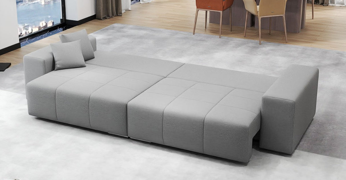 Canapea extensibilă dumonde cu ladă de depozitare si sezut confortabil din spuma HR, Marbela Enjoy Lux Grey XXL 295x100 cm fabrica