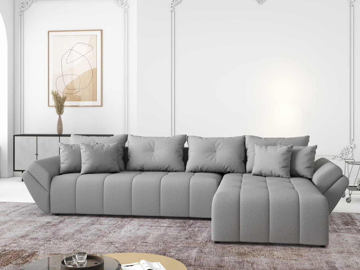 Colțar extensibil dumonde cu ladă de depozitare si sezut confortabil din spuma HR, Berlin XL Enjoy Lux Grey 350x185 cm II Fabrica