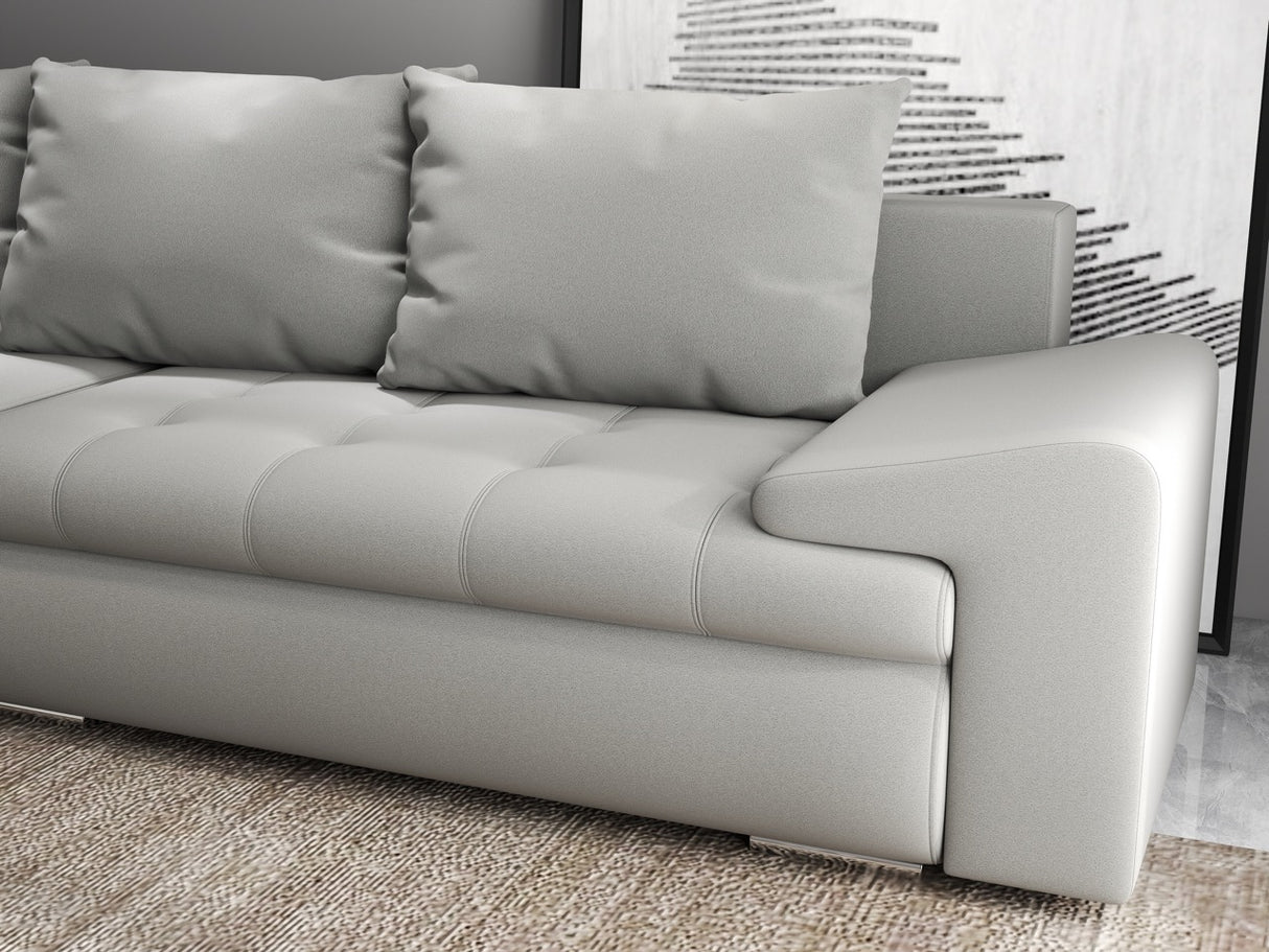 Colțar extensibil dumonde cu ladă de depozitare si sezut confortabil din spuma HR, Leonardo Royal Gri 255x193 cm