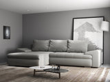 Colțar extensibil dumonde cu ladă de depozitare si sezut confortabil din spuma HR, Leonardo Royal Gri 255x193 cm