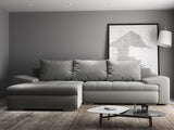 Colțar extensibil dumonde cu ladă de depozitare si sezut confortabil din spuma HR, Leonardo Royal Gri 255x193 cm