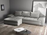 Colțar extensibil dumonde cu ladă de depozitare si sezut confortabil din spuma HR, Leonardo Royal Gri 255x193 cm