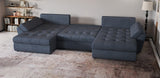 Colțar extensibil dumonde cu ladă de depozitare si sezut confortabil din spuma HR, Loana Grey U 355x185 cm Fabrica