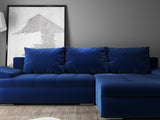 Colțar extensibil dumonde cu ladă de depozitare si sezut confortabil din spuma HR, Leonardo Royal Albastru 255x193 cm II