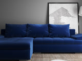 Colțar extensibil dumonde cu ladă de depozitare si sezut confortabil din spuma HR, Leonardo Royal Albastru 255x193 cm