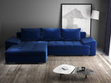 Colțar extensibil dumonde cu ladă de depozitare si sezut confortabil din spuma HR, Leonardo Royal Albastru 255x193 cm