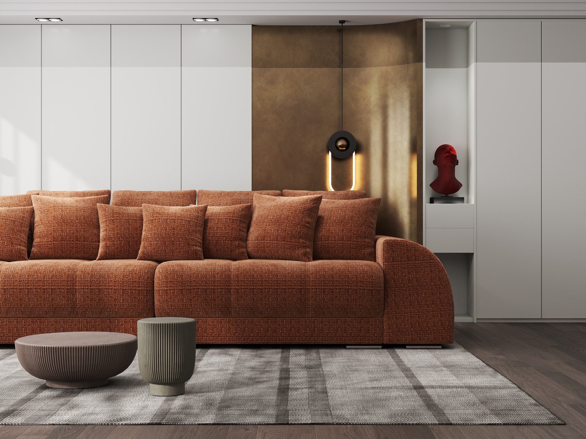 Canapea extensibilă dumonde cu 2 lăzi de depozitare si sezut confortabil din spuma high-density, Verona Cremona Teracota 52 310x100 cm