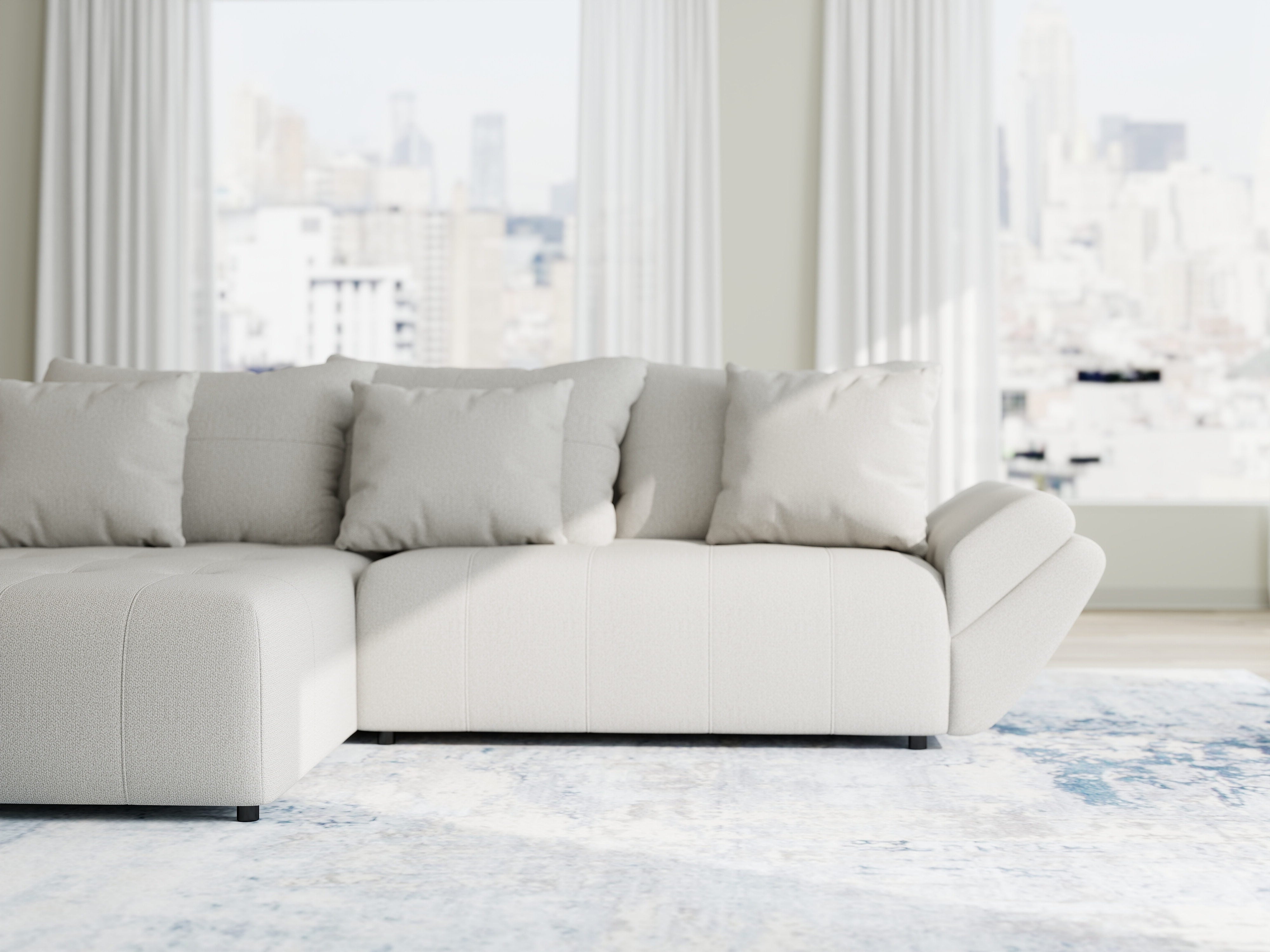 Colțar extensibil dumonde cu ladă de depozitare si sezut confortabil din spuma HR, Berlin Enjoy Bej 280x185 cm