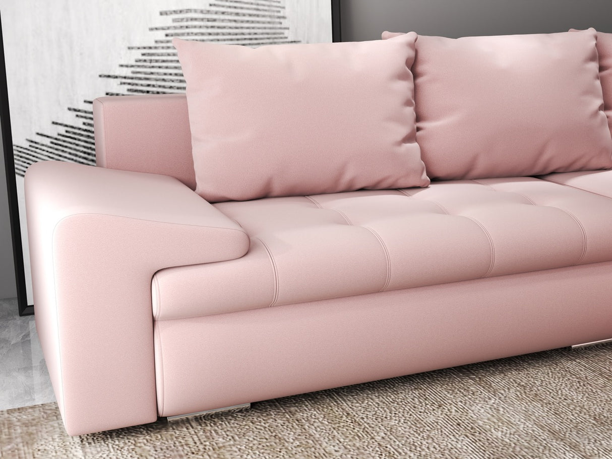 Colțar extensibil dumonde cu ladă de depozitare si sezut confortabil din spuma HR, Leonardo Royal Roz 255x193 cm II