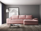 Colțar extensibil dumonde cu ladă de depozitare si sezut confortabil din spuma HR, Leonardo Royal Roz 255x193 cm II