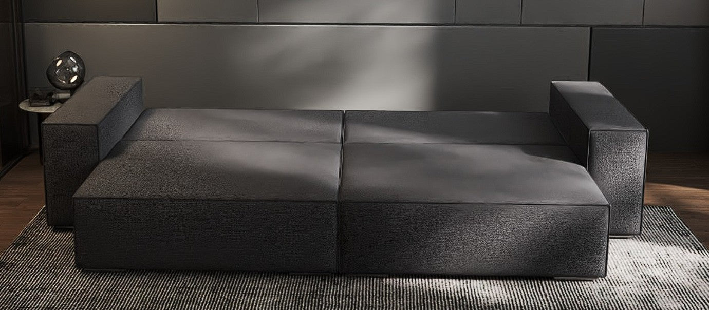 Canapea extensibilă dumonde cu ladă de depozitare si sezut confortabil din spuma HR, Dream Enjoy Grafit 310x100 cm Fabrica