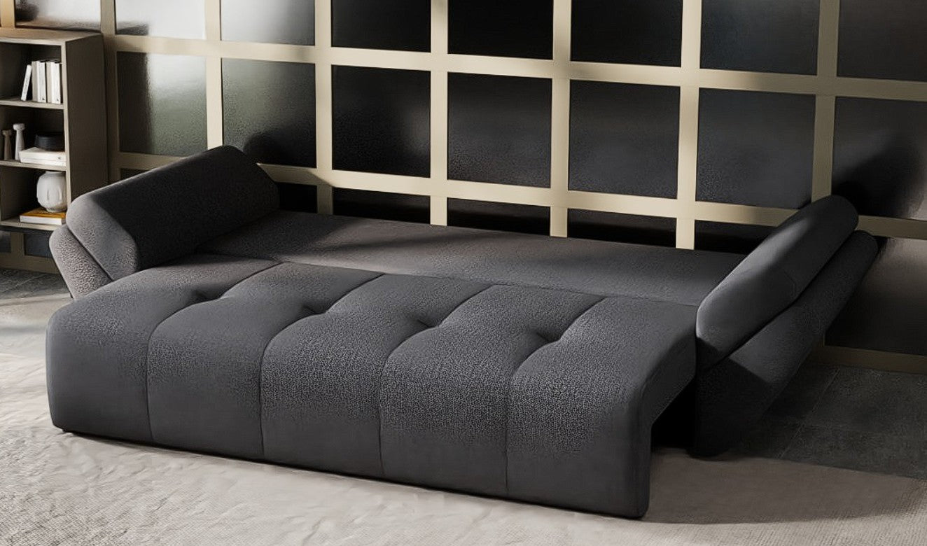 Canapea extensibilă dumonde cu ladă de depozitare si sezut confortabil din spuma HR, Berlin Graphite 250x100 cm Fabrica