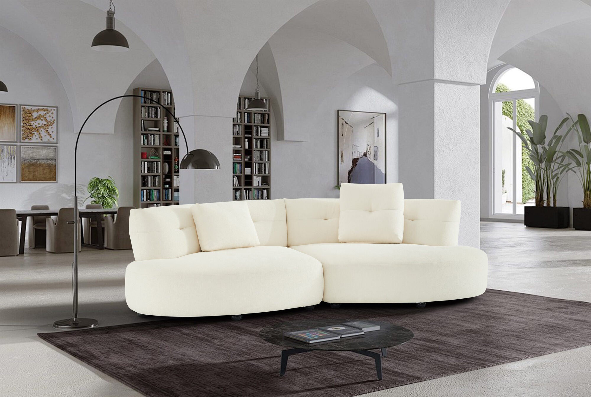 Canapea semirotunda dumonde cu șezut confortabil din spumă HR Vineto 280x140 cm