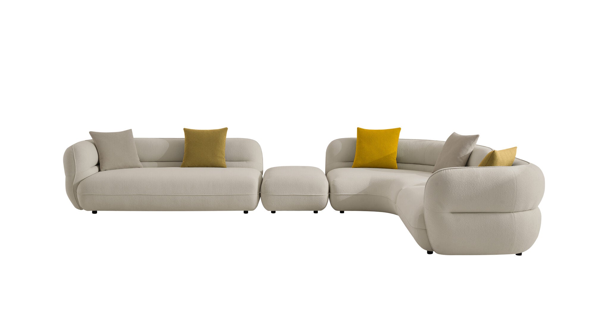 Coltar dumonde cu sezut confortabil din spuma high-density Famous 432x105 cm cu taburet inclus