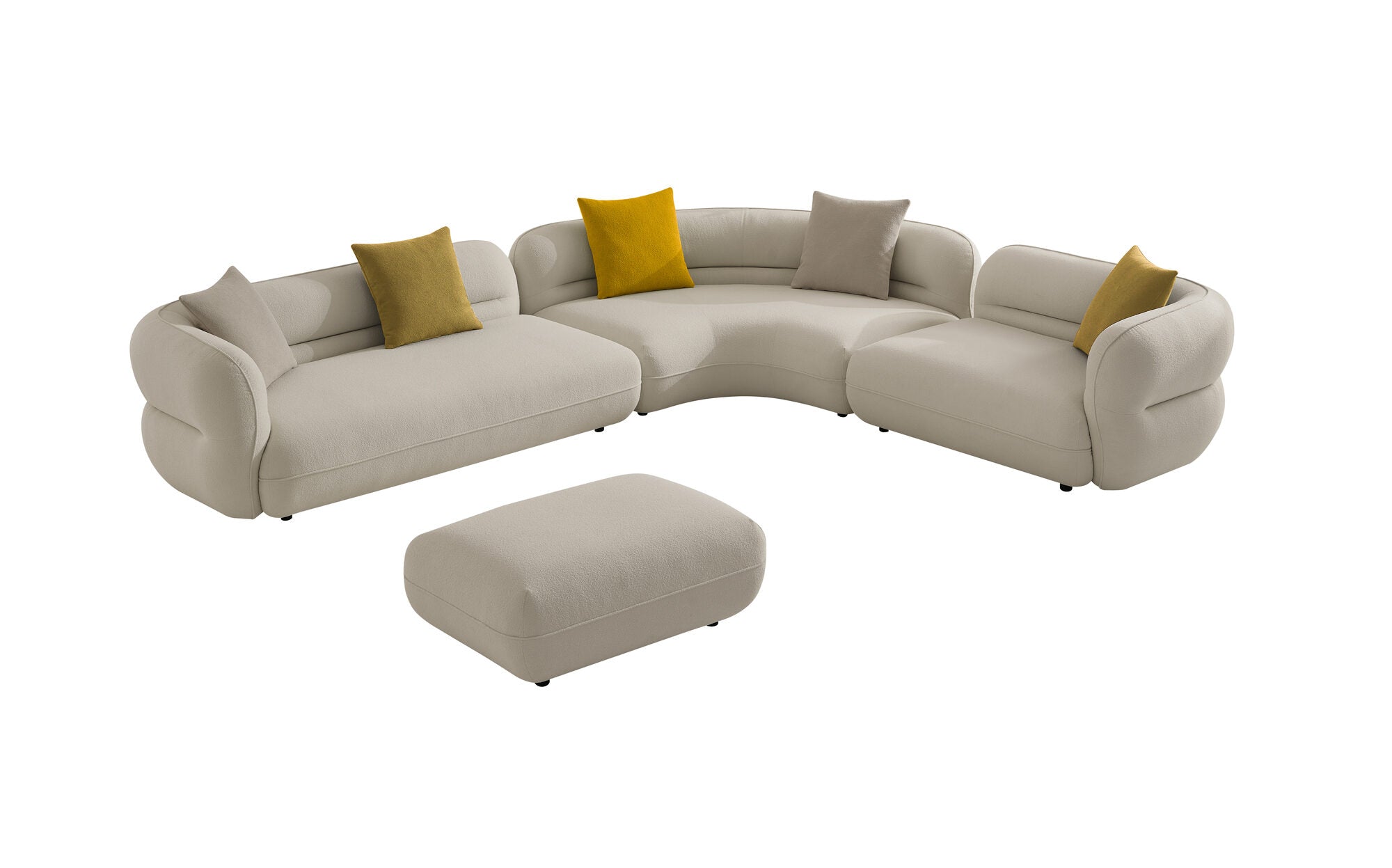 Coltar dumonde cu sezut confortabil din spuma high-density Famous 432x105 cm cu taburet inclus