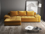 Colțar extensibil dumonde cu ladă de depozitare si sezut confortabil din spuma HR, Leonardo Royal Mustar 255x193 cm