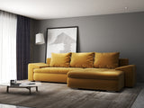 Colțar extensibil dumonde cu ladă de depozitare si sezut confortabil din spuma HR, Leonardo Royal Mustar 255x193 cm II