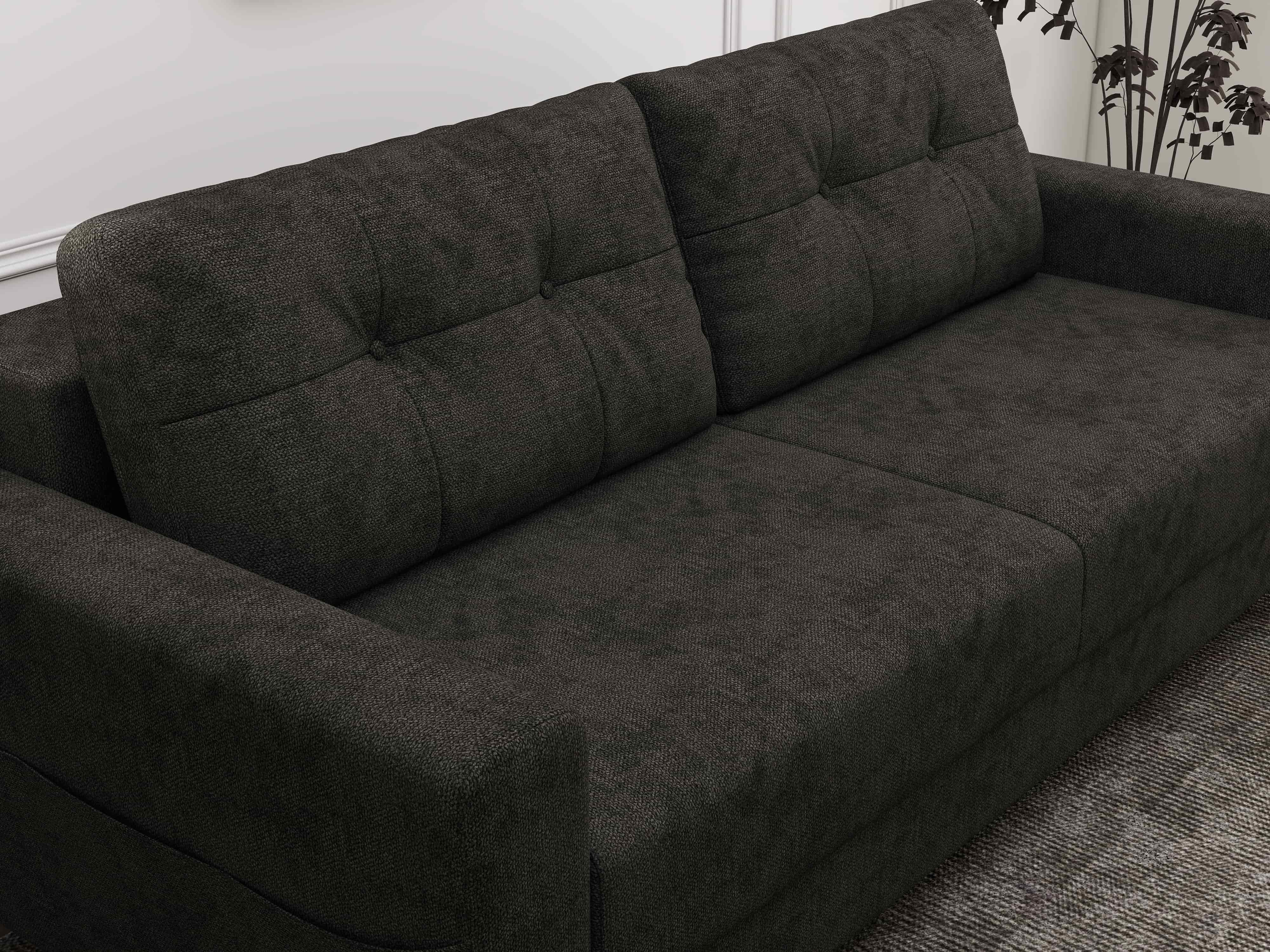 Canapea extensibilă dumonde cu ladă de depozitare si sezut confortabil din spuma HR, Summer Enjoy Negru 225x100 cm