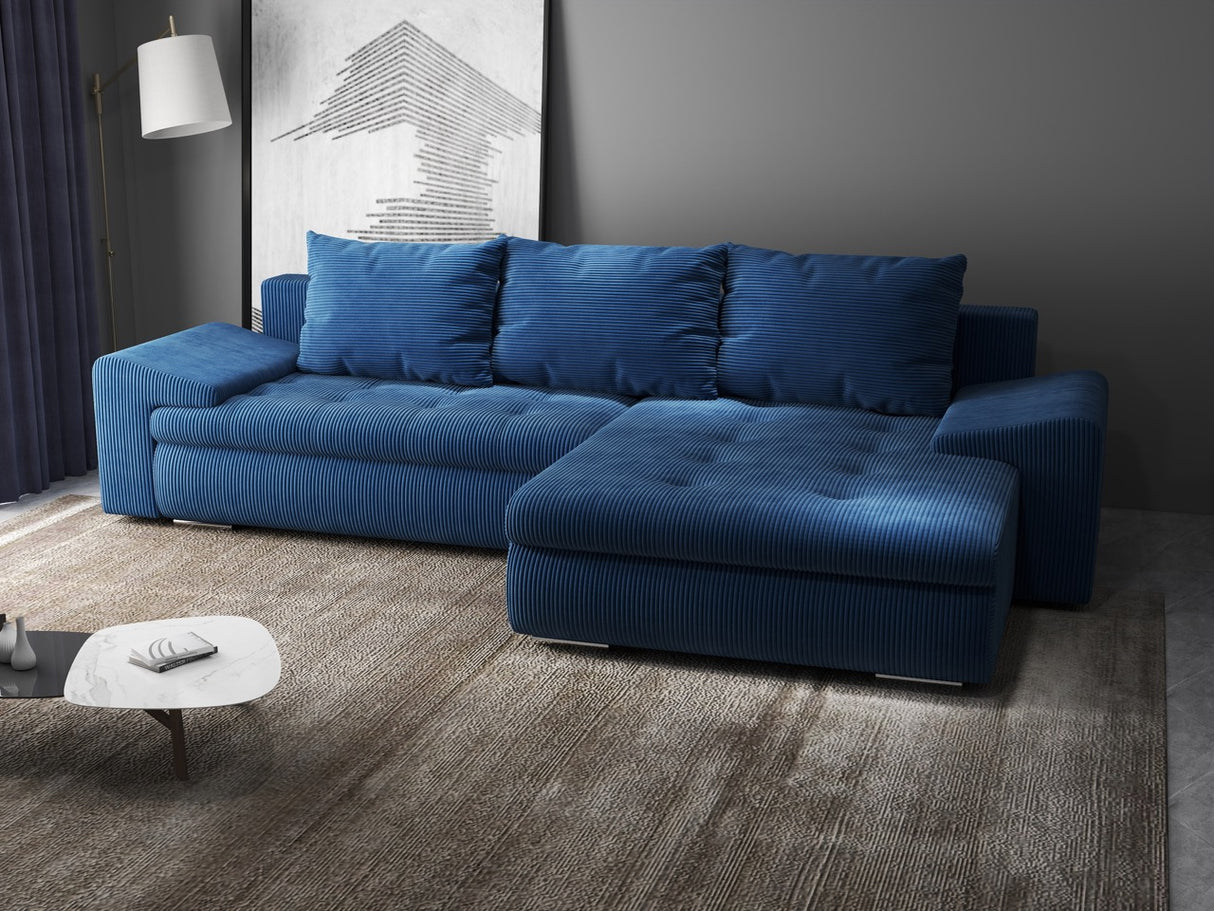 Colțar extensibil dumonde cu ladă de depozitare si sezut confortabil din spuma HR, Leonardo Zoom Albastru 255x193 cm II
