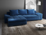 Colțar extensibil dumonde cu ladă de depozitare si sezut confortabil din spuma HR, Leonardo Zoom Albastru 255x193 cm