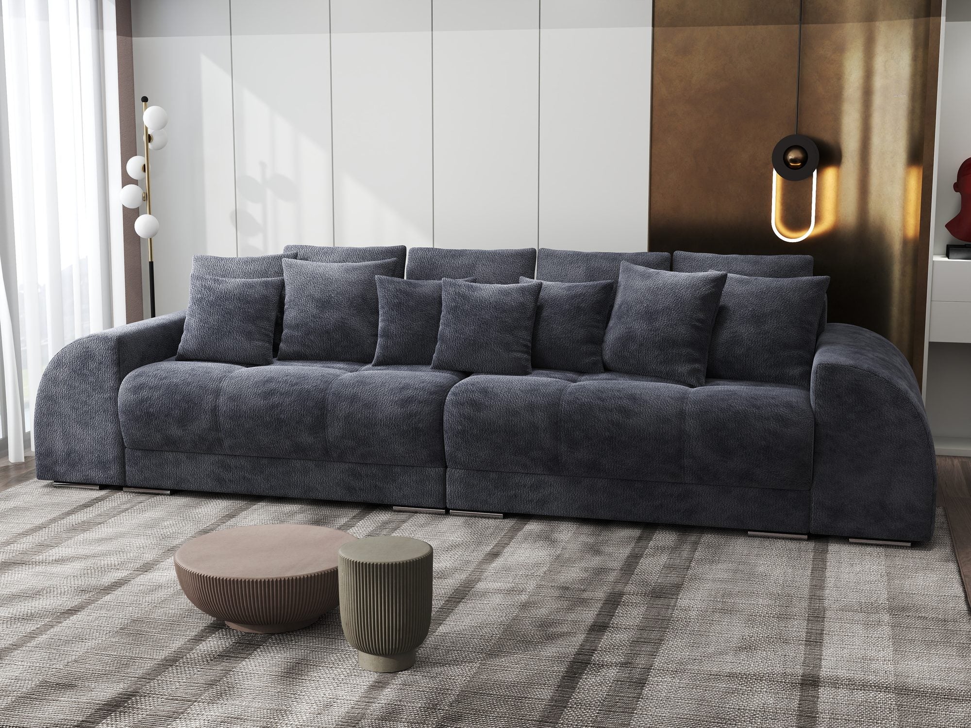 Canapea extensibilă dumonde cu 2 lăzi de depozitare si sezut confortabil din spuma high-density, Verona Vibe Gri Antracit 97 310x100 cm