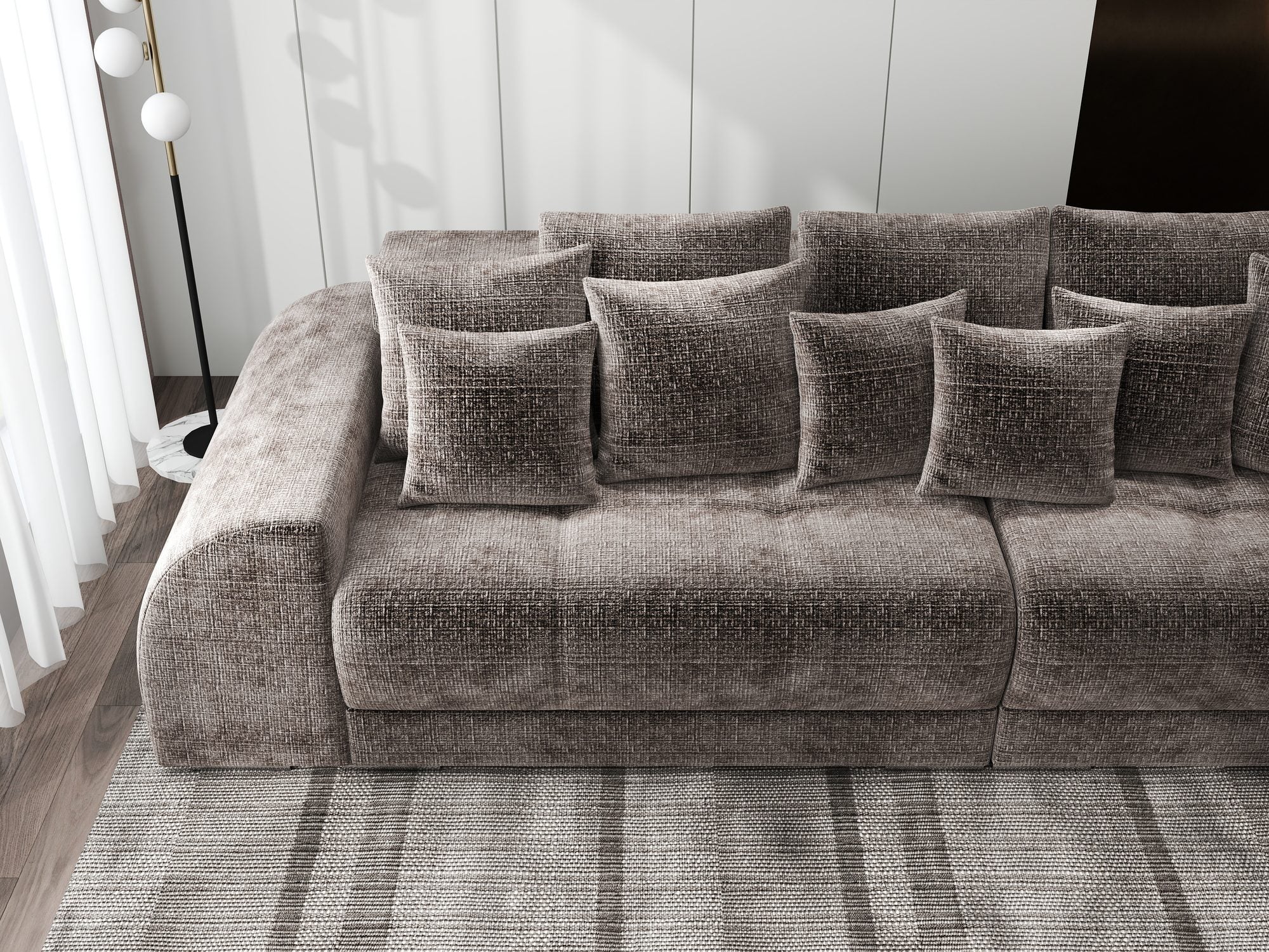 Canapea extensibilă dumonde cu 2 lăzi de depozitare si sezut confortabil din spuma high-density, Verona Cremona Maro-bej 24 310x100 cm