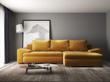 Colțar extensibil dumonde cu ladă de depozitare si sezut confortabil din spuma HR, Leonardo Royal Mustar 255x193 cm II