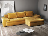 Colțar extensibil dumonde cu ladă de depozitare si sezut confortabil din spuma HR, Leonardo Royal Mustar 255x193 cm II