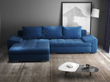 Colțar extensibil dumonde cu ladă de depozitare si sezut confortabil din spuma HR, Leonardo Zoom Albastru 255x193 cm