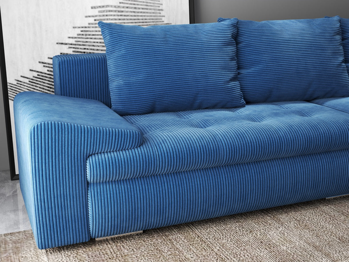 Colțar extensibil dumonde cu ladă de depozitare si sezut confortabil din spuma HR, Leonardo Zoom Albastru 255x193 cm II