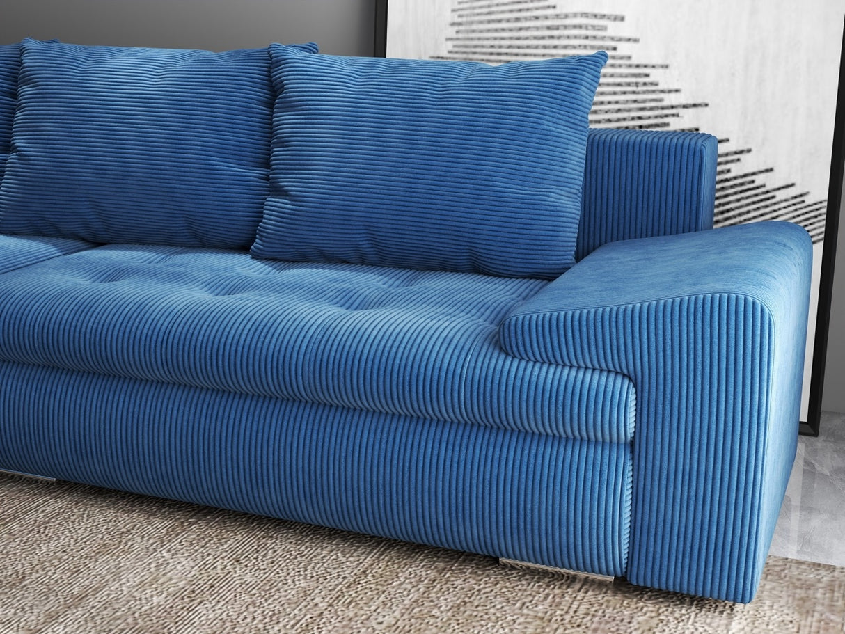 Colțar extensibil dumonde cu ladă de depozitare si sezut confortabil din spuma HR, Leonardo Zoom Albastru 255x193 cm