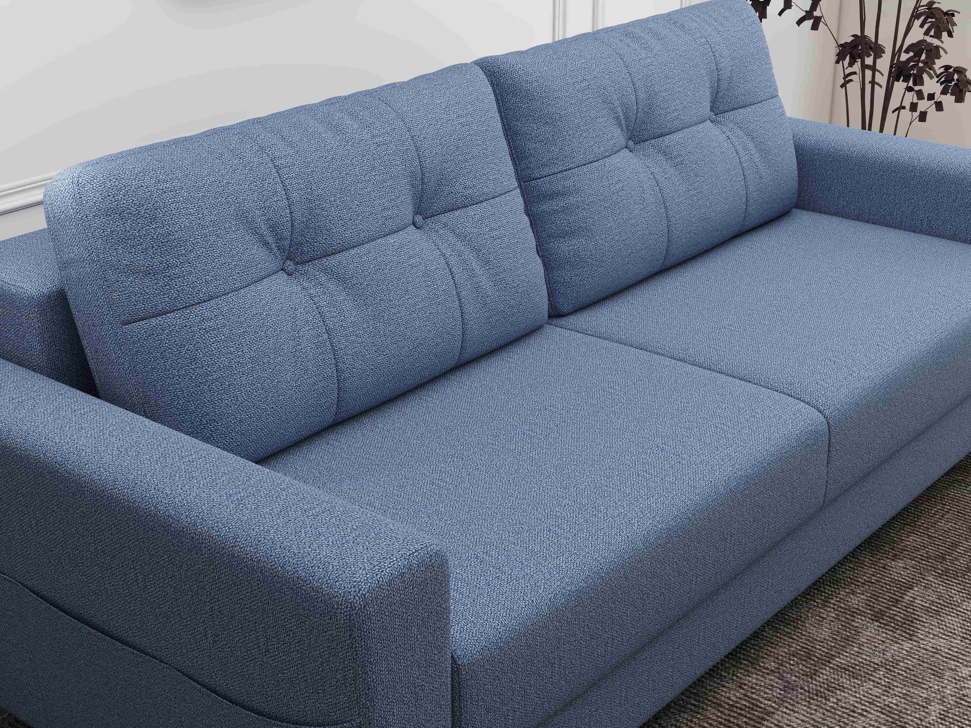 Canapea extensibilă dumonde cu ladă de depozitare si sezut confortabil din spuma HR, Summer Enjoy Albastru 225x100 cm