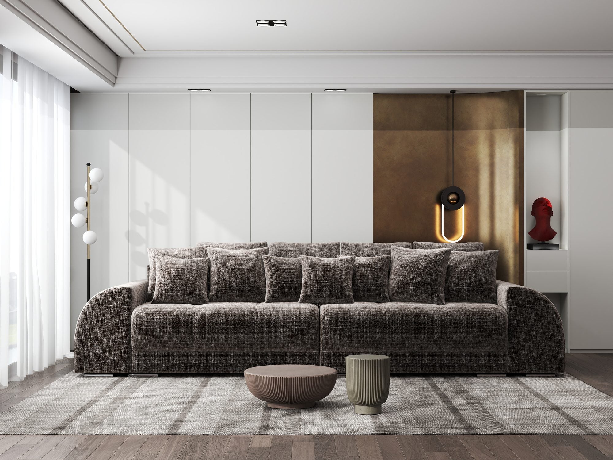 Canapea extensibilă dumonde cu 2 lăzi de depozitare si sezut confortabil din spuma high-density, Verona Cremona Maro-bej 24 310x100 cm